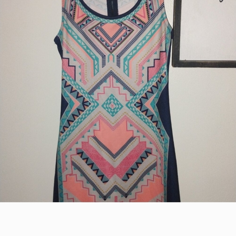 Trendy Boutique Colorful Geometric Mini Dress